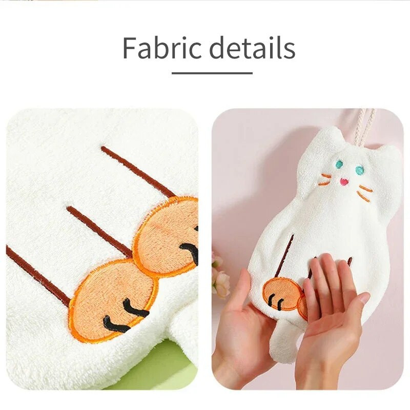Сладки котки Кърпи за ръце Кухня Баня Абсорбиращ микрофибър Кухненска кърпа Кърпи за съдове Висяща кърпа Кухненски аксесоари