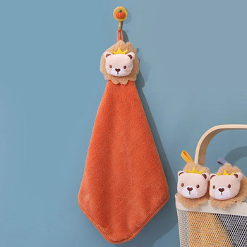 Сладък анимационен лъв Хавлиена кърпа за дете Коралово руно Закачаща се удебелена кърпа Абсорбиращи кърпи за ръце Почистваща кърпа Парцал носна кърпа
