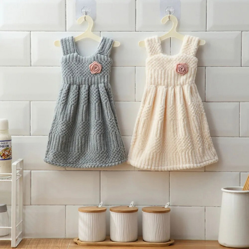 Kuhinjski ručnik za ruke Coral Velvet Quick Dry Bath Ručnik za sušenje ruku Dress Shape Viseći Fuzzy ručnici za kupaonicu Dječja spavaća soba