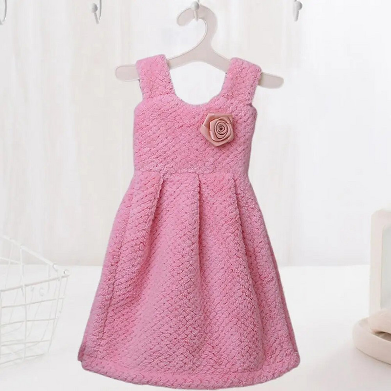 Хавлиена кърпа за ръце Сладка рокля на принцеса Висяща кухненска кърпа Дебела мека абсорбираща кърпа от коралов полар Кърпа за почистване Кърпи за баня