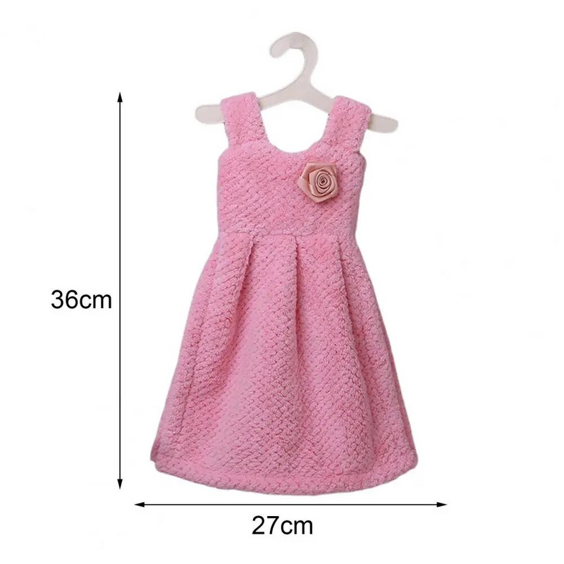 Хавлиена кърпа за ръце Сладка рокля на принцеса Висяща кухненска кърпа Дебела мека абсорбираща кърпа от коралов полар Кърпа за почистване Кърпи за баня