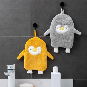 Απαλή βελούδινη πετσέτα μπάνιου Penguin Baby Cartoon Μαντηλάκι για ζώα Κρεμαστά Κοραλί βελούδινη πετσέτα μπάνιου Πετσέτα κουζίνας
