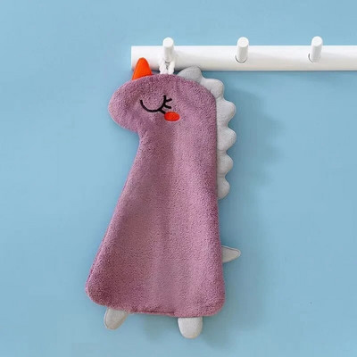 Korall gyapjú felakasztható vastag törölköző rajzfilm dinoszaurusz törülköző aranyos nedvszívó kéztörlő törlőkendő rongy zsebkendő