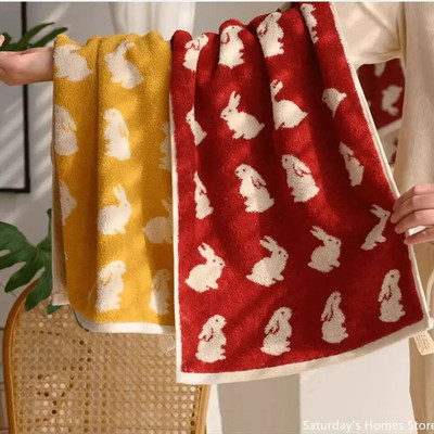 Cute Rabbits Patter Pure Towels Μαλακό Kindly-Skin Πετσέτα προσώπου Απορροφητικό πρόσωπο μπάνιου Πετσέτες οικιακής χρήσης για ενήλικες