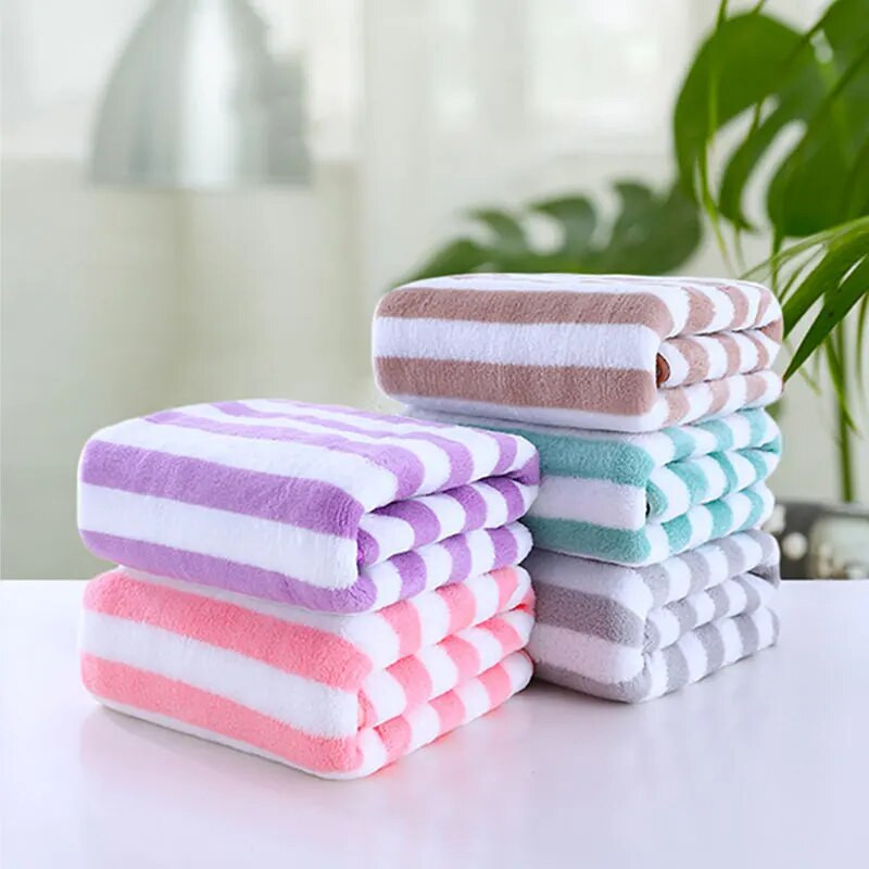 35x75cm Prosop de baie Coral Fleece Microfibră în dungi Adulti Textile de uz casnic Baie Moale Femei Fata Sauna Spa Prosop absorbant