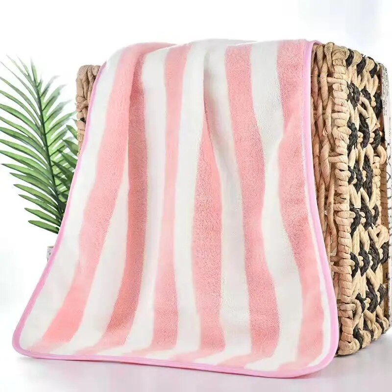 35x75cm Prosop de baie Coral Fleece Microfibră în dungi Adulti Textile de uz casnic Baie Moale Femei Fata Sauna Spa Prosop absorbant