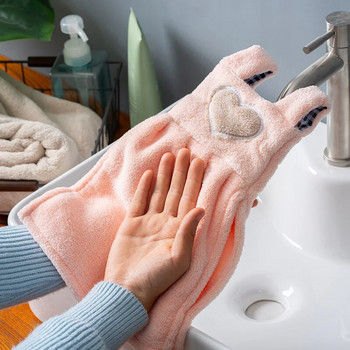 Χαριτωμένη πετσέτα χεριών κινουμένων σχεδίων σε σχήμα καρδιάς Πανί κουζίνας γρήγορου στεγνώματος Μαλακές πετσέτες μπάνιου μωρού Κρεμάσιμο απορροφητικό πανί καθαρισμού