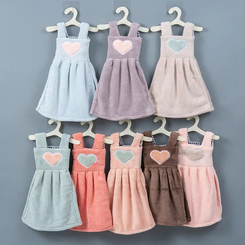 Szív alakú aranyos rajzfilm kéztörlő konyhai gyorsan száradó mosogatórongy puha baba fürdőszobai törölközők Felakasztható nedvszívó tisztítókendő