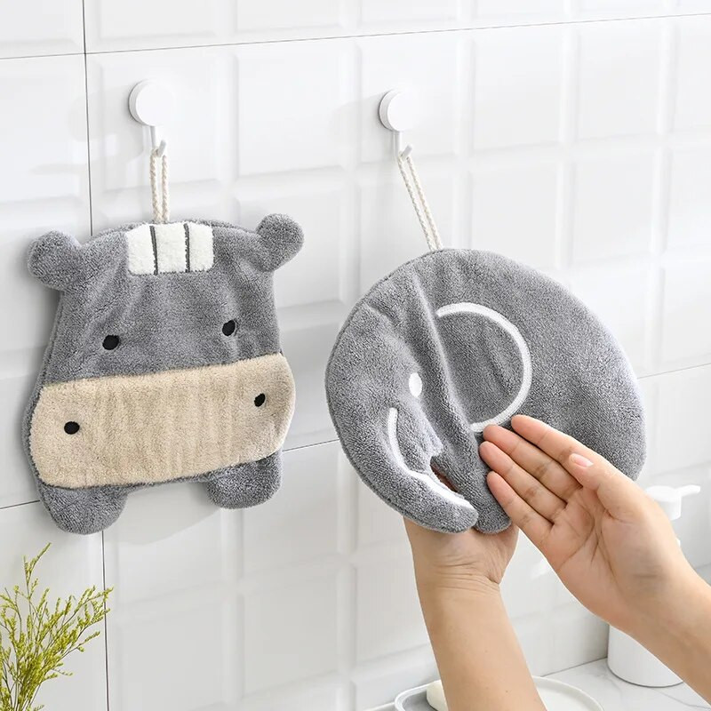 Анимационни животни Коралови кадифени кърпи за ръце Закачащи се бързосъхнещи микрофибърни кърпи Домашна кухня Меки хавлиени кърпи Консумативи за баня