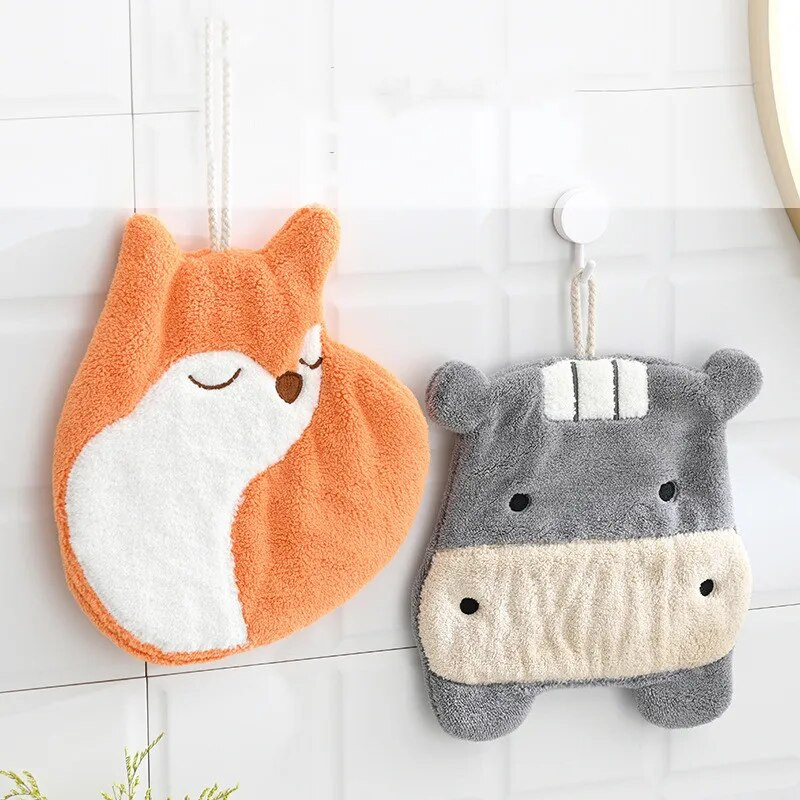 Анимационни животни Коралови кадифени кърпи за ръце Закачащи се бързосъхнещи микрофибърни кърпи Домашна кухня Меки хавлиени кърпи Консумативи за баня