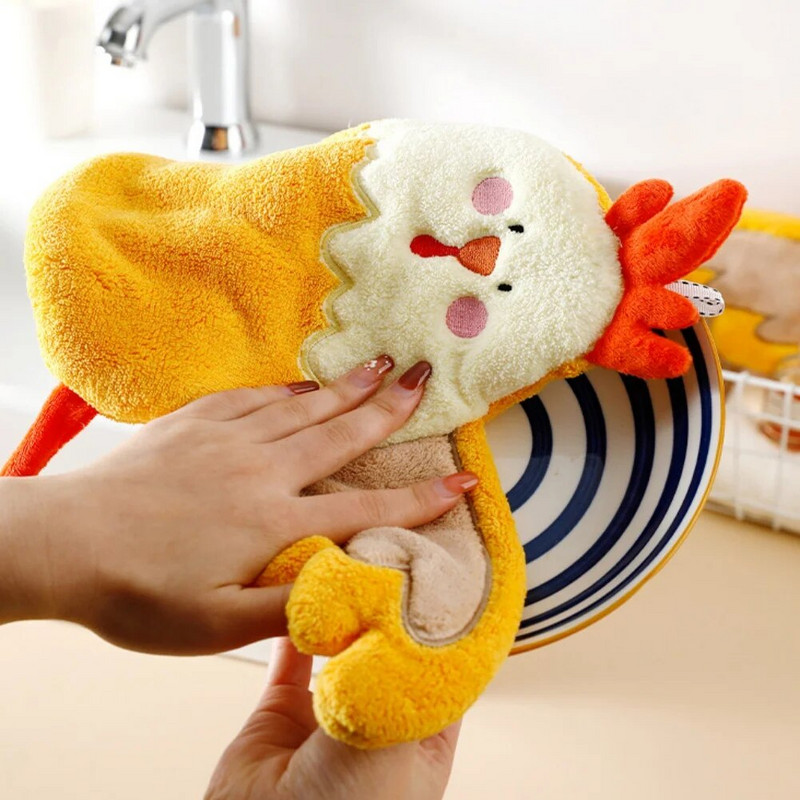 Хавлиена кърпа за ръце Сладко животно Хавлиена кърпа за ръце за деца Кърпи за животни Силна абсорбция на вода Сладки висящи кърпи Kawaii