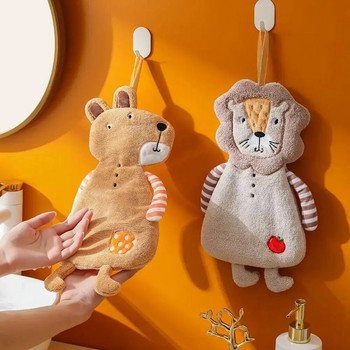 Παιδική απορροφητική πετσέτα μπάνιου Πετσέτα χεριών σε σχήμα ζώου Κοραλί βελούδο κεντημένη τετράγωνη πετσέτα σπιτιού Κρεμαστά πετσέτες χεριών