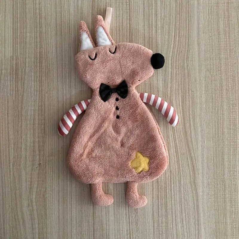 Gyerek nedvszívó törölköző fürdőszobai állat alakú kéztörlő korall bársony hímzett négyzet alakú törölköző otthoni akasztós kéztörlő