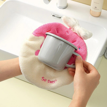Κρεμάσιμη πετσέτα χεριών με φιόγκο Super απορροφητική πετσέτα ντόνατ από κοραλί βελούδο Παιδικό μαντηλάκι καθαρισμού πανάκι κουζίνας προμήθειες μπάνιου