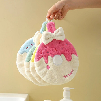 Κρεμάσιμη πετσέτα χεριών με φιόγκο Super απορροφητική πετσέτα ντόνατ από κοραλί βελούδο Παιδικό μαντηλάκι καθαρισμού πανάκι κουζίνας προμήθειες μπάνιου