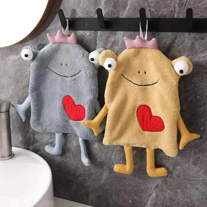Crtani žaba Ručnik za ruke Zadebljani koraljni baršun Prozračne dječje maramice Kuhinjska kupaonska šalica Stol Krpa za čišćenje posuđa