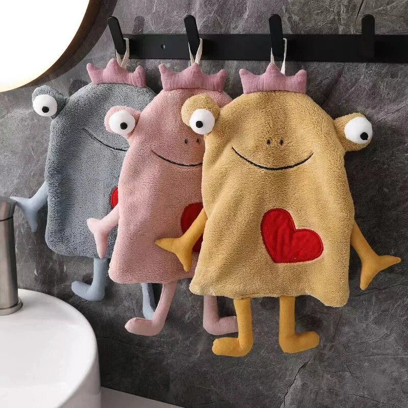 Crtani žaba Ručnik za ruke Zadebljani koraljni baršun Prozračne dječje maramice Kuhinjska kupaonska šalica Stol Krpa za čišćenje posuđa