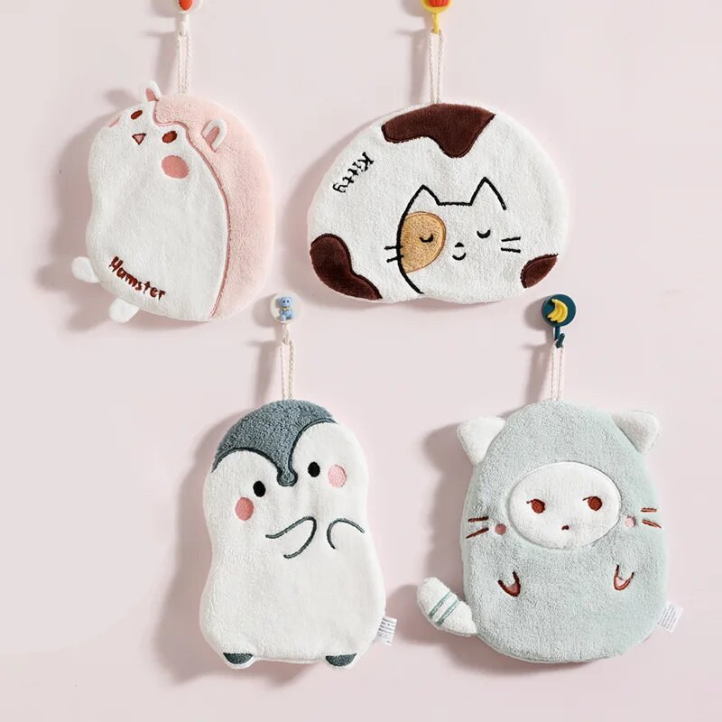 Kūrybiniai animaciniai gyvūnai Rankšluosčiai greitai džiūstantys mikropluošto rankšluosčiai Mieli kačių avių nosinaičiai kūdikio nosinaitės vonios virtuvės šluostės