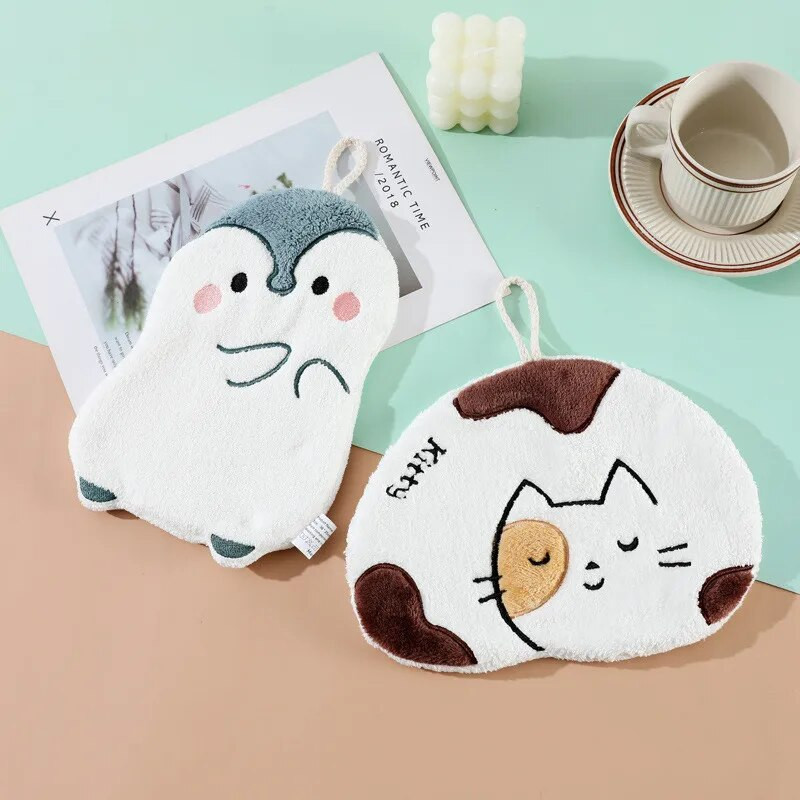 Kūrybiniai animaciniai gyvūnai Rankšluosčiai greitai džiūstantys mikropluošto rankšluosčiai Mieli kačių avių nosinaičiai kūdikio nosinaitės vonios virtuvės šluostės