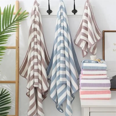 70*140 cm Täiskasvanute näovannirätik Puuvillane triip Rannarätik meeste naiste imav käterätid Reisimine Sport Spa Vannitoa Ujumistarbed