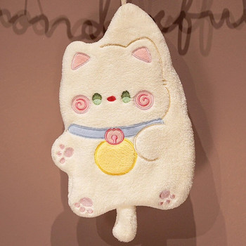 Сладка котка Кърпи за ръце Висяща кърпа за баня Мека абсорбираща кърпа за избърсване Бързосъхнеща Детска Детска карикатура Малка кърпа за баня