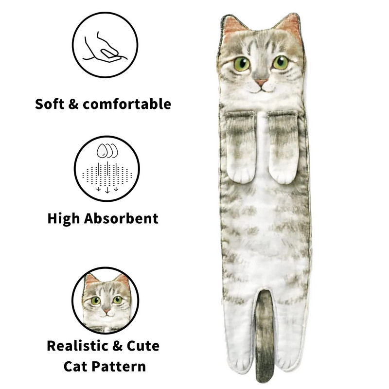 Сладки кърпи за ръце с котка Сладки кърпи за ръце във формата на котка за баня и кухня Сладък орнамент за баня Кухня Подаръци за новодомци