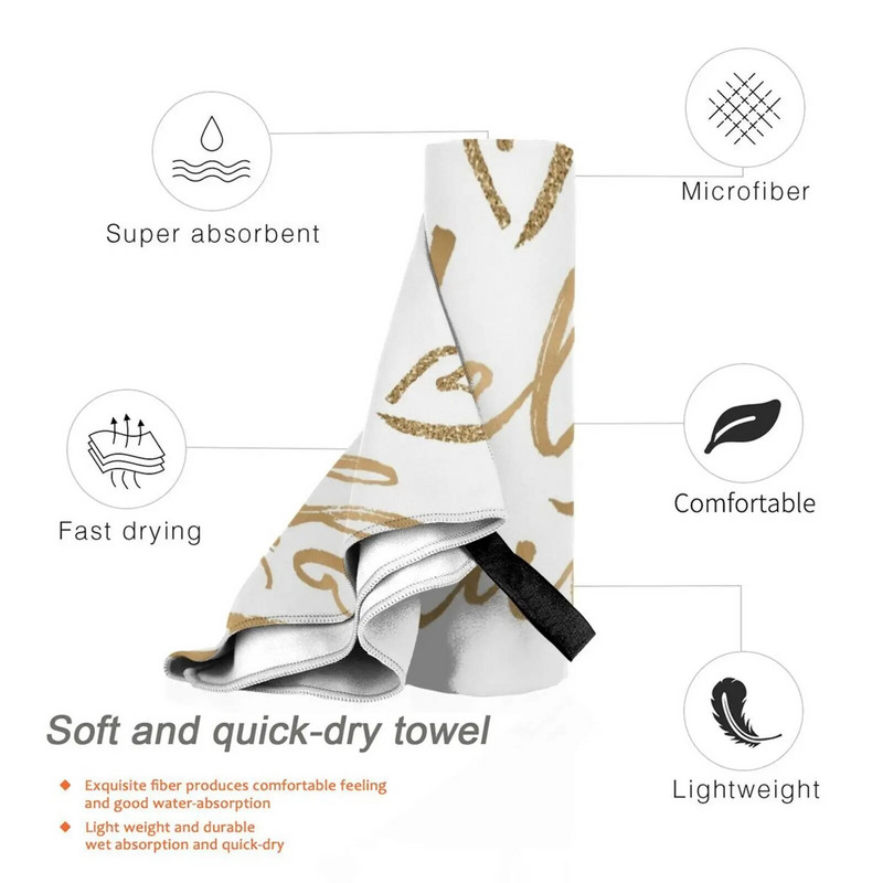 Gold Girly Glam Glitter Heart Hello Prekrasan brzosušivi ručnik Gym Sports Bath Portable Gold Girly Glam Glitter Heart Hello