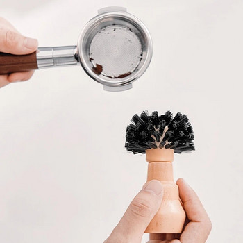 Portafilter Cleaning Brush, Barista Espresso Coffee Tamper Brush Cleaning 51mm 54mm 58mm Tool with Wooden Handle