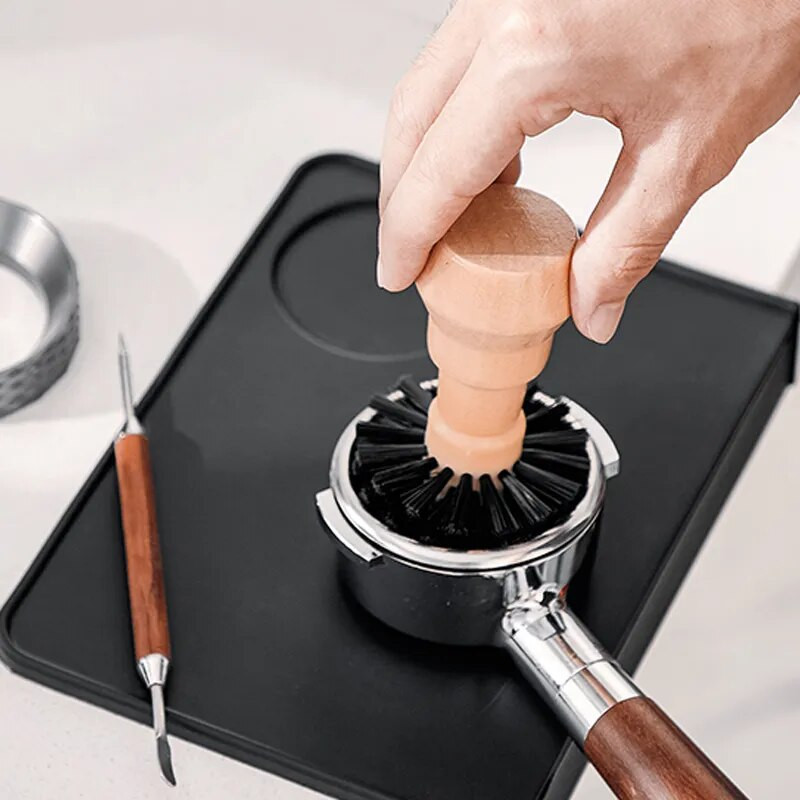 „Portafilter“ valymo šepetys, „Barista Espresso Coffee Tamper“ valymo šepetys 51 mm 54 mm 58 mm įrankis su medine rankena