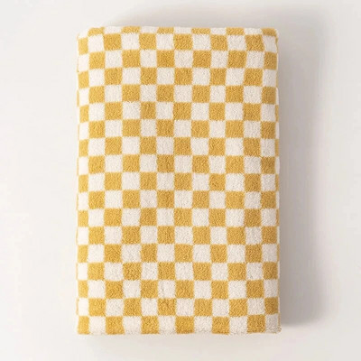 Винтидж карирана кърпа за баня Шахматна дъска Хавлиена кърпа за ръце Абсорбираща лице Баня Домашен хотел На открито Удобни кърпи Kawaii toalla