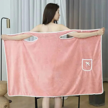 135x80cm Πετσέτες μπάνιου που φοριούνται Μαλακό Coral Fleece Γυναικεία φούστα μπάνιου απορροφητική σφεντόνα για το σπίτι Πετσέτα μπάνιου ντους Γρήγορη στέγνωμα