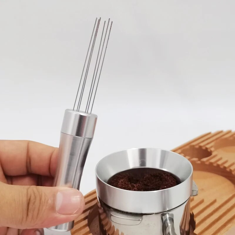 6 Distributer igle za miješanje praha Nabijač za espresso kavu od nehrđajućeg čelika Aluminijska ručka Filter Alati za aparat za porfilter za kavu