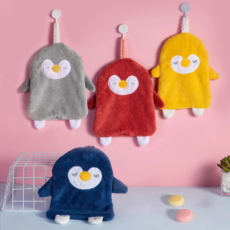 Preslatki upijajući ručnik za ruke u obliku pingvina Zadebljani kuhinjski ručnik od koraljnog baršuna Viseći ručnik za čišćenje posuđa Gadget Dodaci