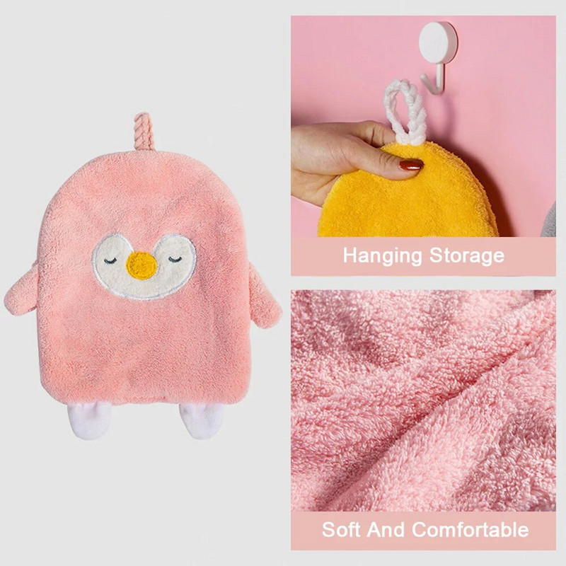 Preslatki upijajući ručnik za ruke u obliku pingvina Zadebljani kuhinjski ručnik od koraljnog baršuna Viseći ručnik za čišćenje posuđa Gadget Dodaci
