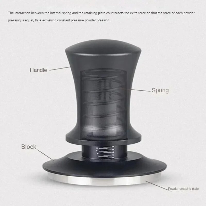 Coffee Tampers 15lb Spring Loaded Coffee Tamper Ripple Base Aluminium Selfleveling Espresso Tamper Coffeeware 51mm 53mm 58mm