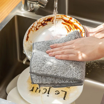 3бр. Кърпа за почистване на кухня против омазняване Парцали за почистване от микрофибър Кърпа Гъба за миене на съдове Магически почистващи кърпи Кухненски джаджи