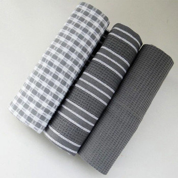 3 бр./компл. 45x60 см памучни салфетки за маса Кухненски вафлен модел Чаени кърпи Абсорбираща кърпа за почистване на съдове