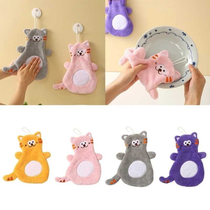 Mačji ručnik za ruke za djecu Super upijajući ručnik za čišćenje od koraljnog flisa Visokoučinkovita kuhinjska krpa za posuđe