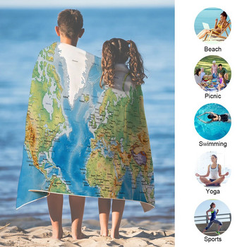 Παγκόσμιος Χάρτης Πετσέτα παραλίας για μπάνιο παραλία 27 ιντσών x 60 ιντσών για ενήλικες Ανδρικές γυναίκες, κορίτσια Δώρο