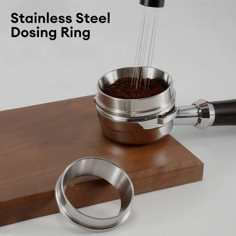 58 мм Пръстен за дозиране на кафе Пръстен за дозиране на кафе от неръждаема стомана 304 Кафе на прах за фуния за еспресо бариста Инструмент за еспресо бариста