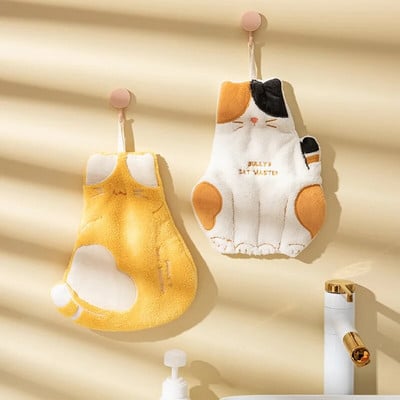 Сладка котка Супер абсорбираща кърпа за ръце Кухня Висяща кърпа за почистване Баня Мека детска кърпа за избърсване на ръце Лице