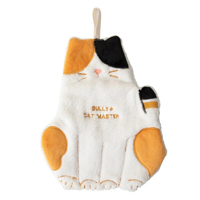 Сладка котка Супер абсорбираща кърпа за ръце Кухня Висяща кърпа за почистване Баня Мека детска кърпа за избърсване на ръце Лице