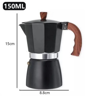 150 ml 300 ml ретро дървена дръжка Espresso Maker Moka Pot Класически италиански инструменти за кафене Аксесоари за кухненско кафене