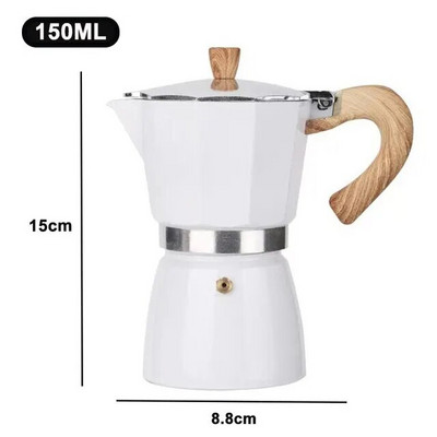 150 ml 300 ml ретро дървена дръжка Espresso Maker Moka Pot Класически италиански инструменти за кафене Аксесоари за кухненско кафене