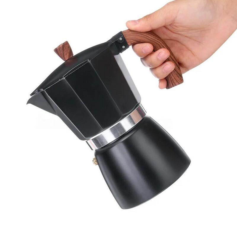 150 ml 300 ml ретро дървена дръжка Espresso Maker Moka Pot Класически италиански инструменти за кафене Аксесоари за кухненско кафене