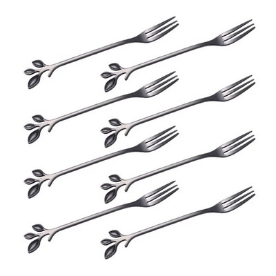 8PCS Творчески листа от неръждаема стомана Лъжица за кафе Лъжица за сладолед Чай Лъжици за разбъркване Кухненски аксесоари Декорация на прибори