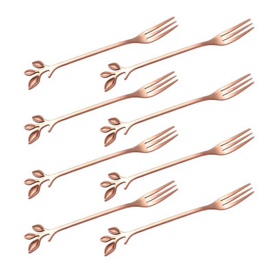 8PCS Творчески листа от неръждаема стомана Лъжица за кафе Лъжица за сладолед Чай Лъжици за разбъркване Кухненски аксесоари Декорация на прибори