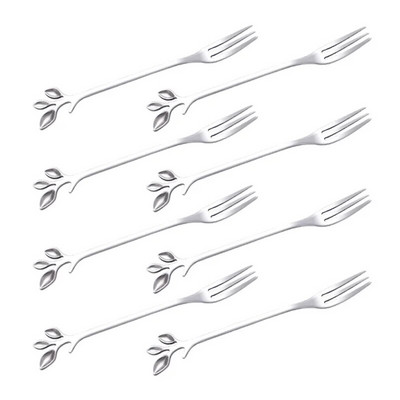 8PCS Творчески листа от неръждаема стомана Лъжица за кафе Лъжица за сладолед Чай Лъжици за разбъркване Кухненски аксесоари Декорация на прибори