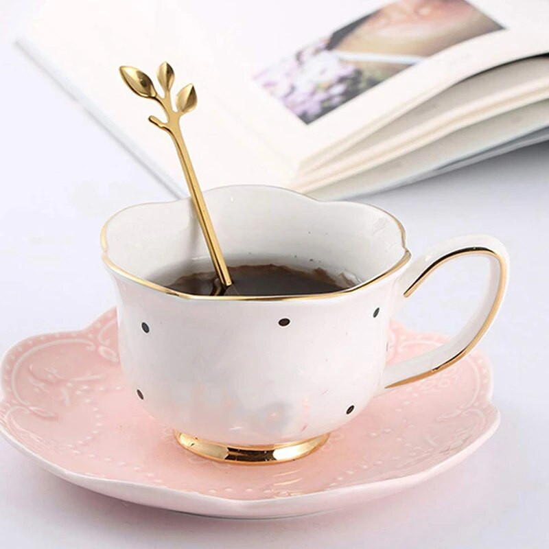 8PCS Творчески листа от неръждаема стомана Лъжица за кафе Лъжица за сладолед Чай Лъжици за разбъркване Кухненски аксесоари Декорация на прибори