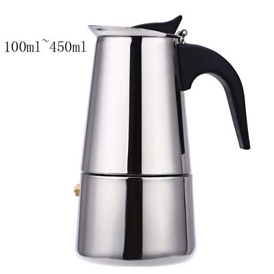 Főzőlap Moka kávéfőző rozsdamentes acél szűrő olasz eszpresszó kávéfőző perkolátor eszköz Mocha Cafetiere 100/200/300/450 ml